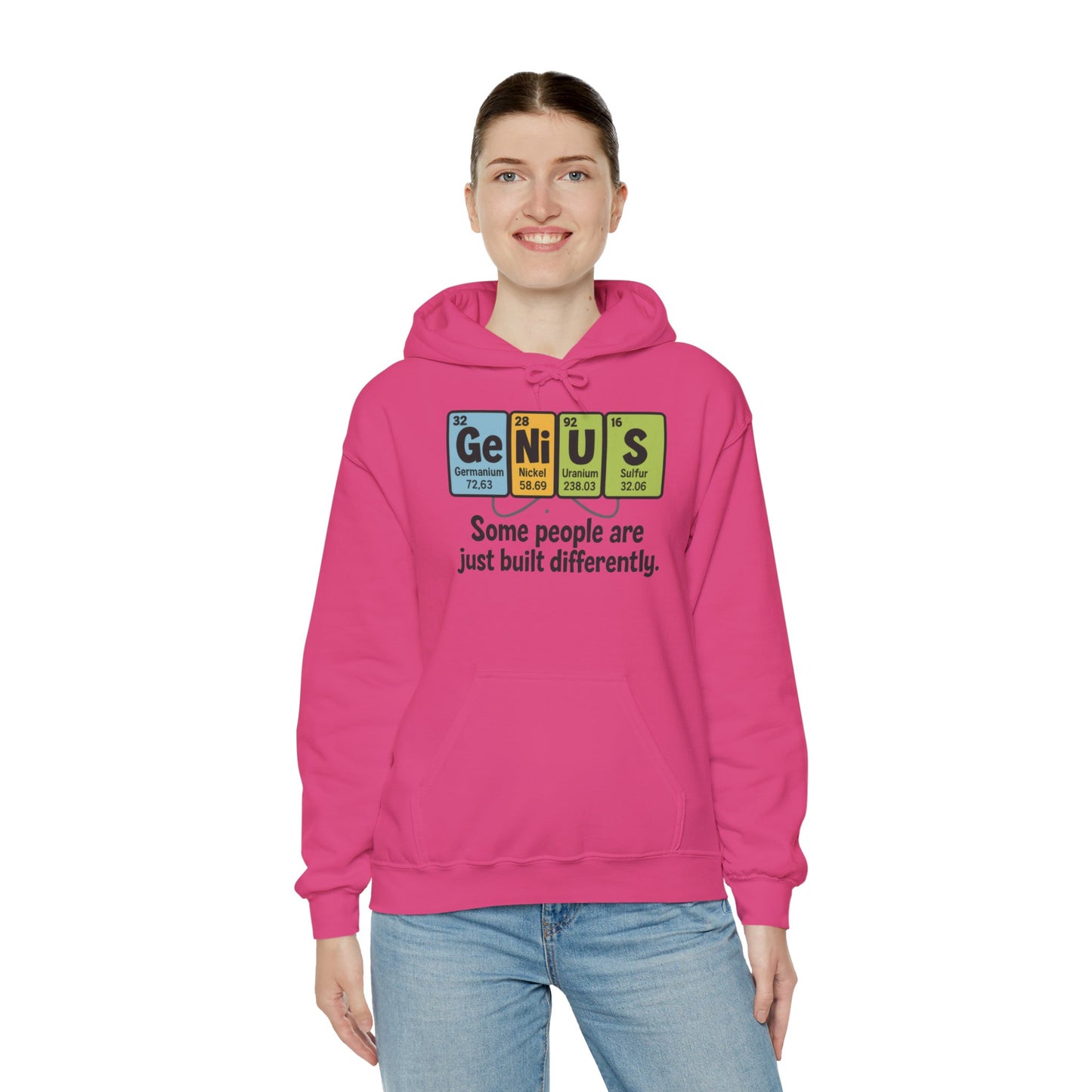 Funny Womens Genius Hoodie, Periodic Table Science Pullover, Nerdy Chemistry Sweatshirt for Her, Science Lover Apparel, Funny Chemistry Gift