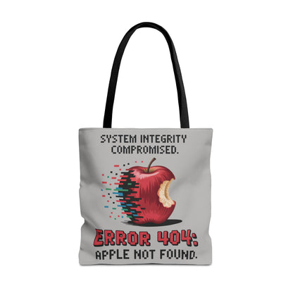 Error 404 Apple Tote Bag, Geek Tote, Funny Shopping Bag, Gift for Tech Lovers, Apple Lovers Tote, Digital Design Bag, Large Tote Bag, Weekender Bag, Beach Bag