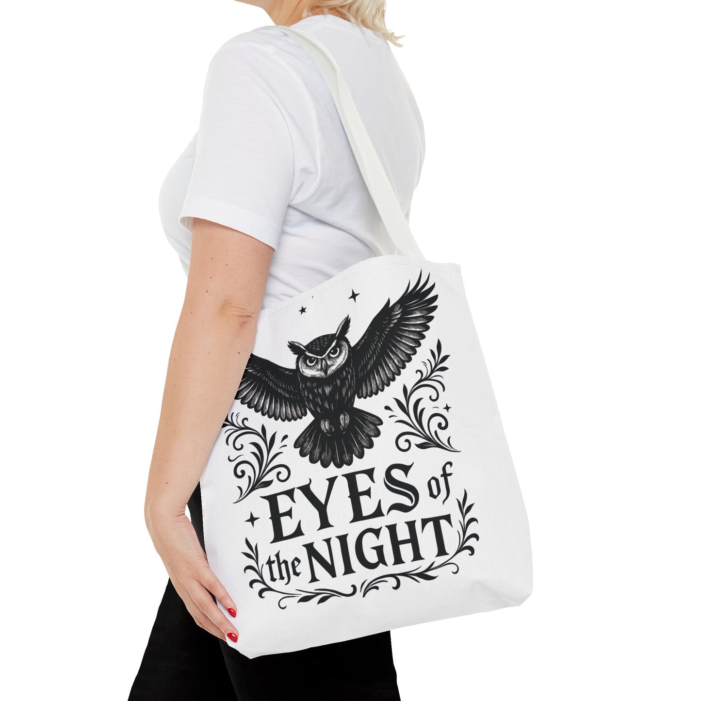 Eyes of the Night Owl Tote Bag, Artsy Shopping Bag, Eco-Friendly Carryall, Unique Gift for Animal Lovers, Halloween Decor, Beach Tote
