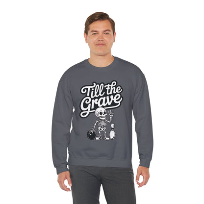 Funny Skeleton Bowling Mens Pullover, Halloween Apparel, Funny Skeleton Bowling Shirt, Casual Mens Crewneck, Cool Bowler Skull Crewneck