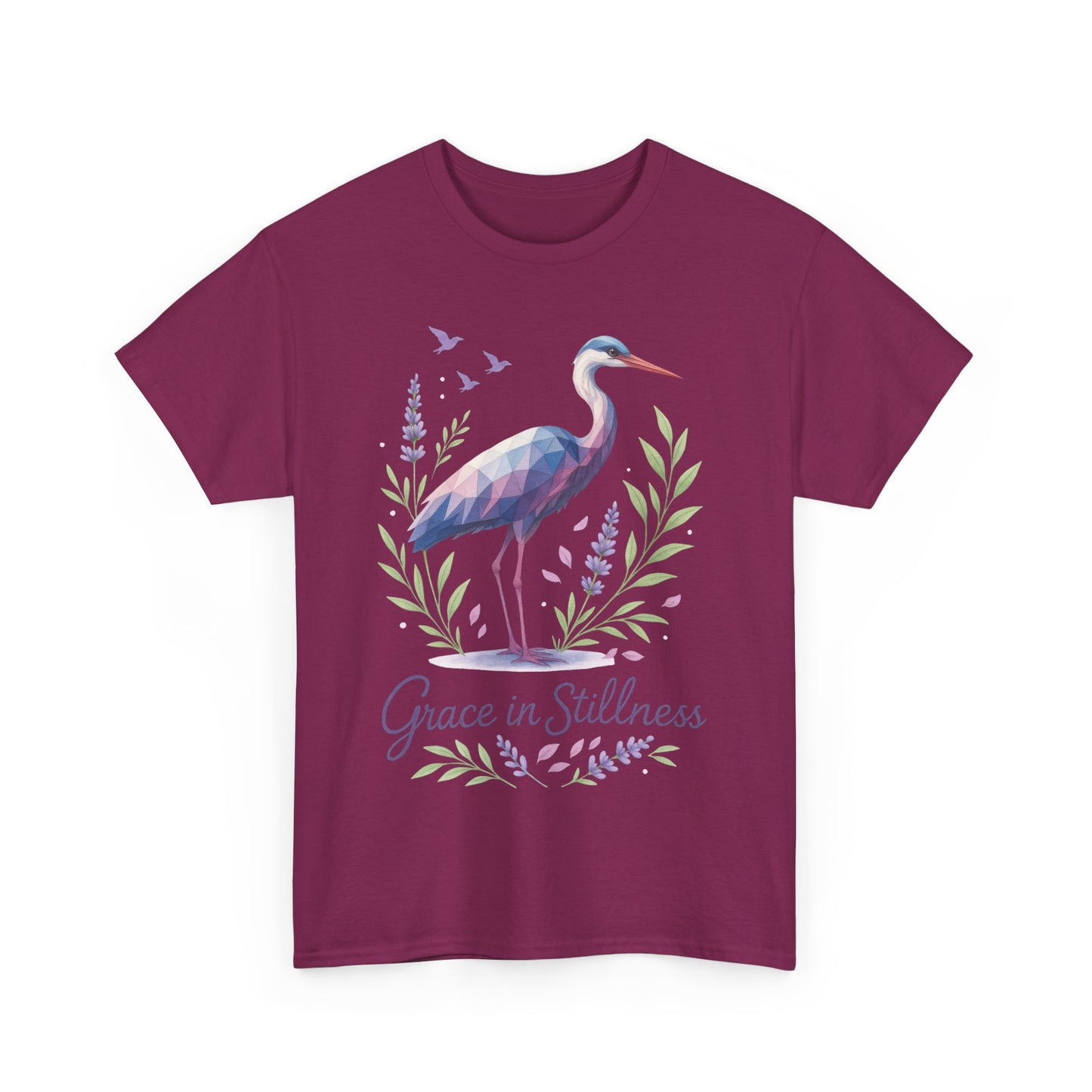 Polygonal Heron Graphic Shirt, Womens Artistic Bird Tee, Nature-Inspired Minimalist Design, Geometric Crane Tee, Bird Lovers Gift