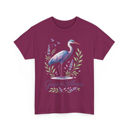 Polygonal Heron Graphic Shirt, Womens Artistic Bird Tee, Nature-Inspired Minimalist Design, Geometric Crane Tee, Bird Lovers Gift