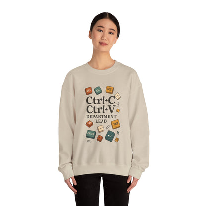 Funny Ctrl+C Ctrl+V Department Lead Sweatshirt, Unisex Crewneck, Gift for Tech Lovers, Office Humor, Cozy Casual Wear, Gift for a Coworker