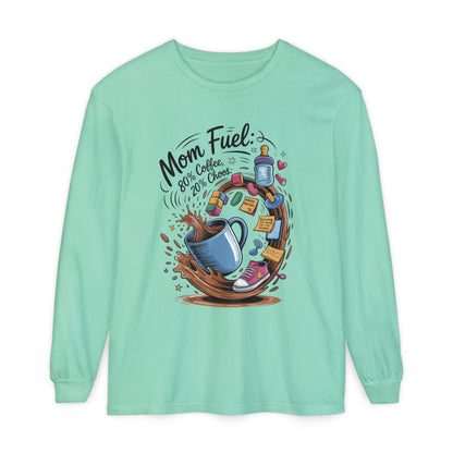 Mom Fuel Long Sleeve T-Shirt, Coffee Lovers Gift, Mother's Day Apparel, Cute Mom Shirt, Coffee Lover Mom Life Top, Coffee Lover's Tee