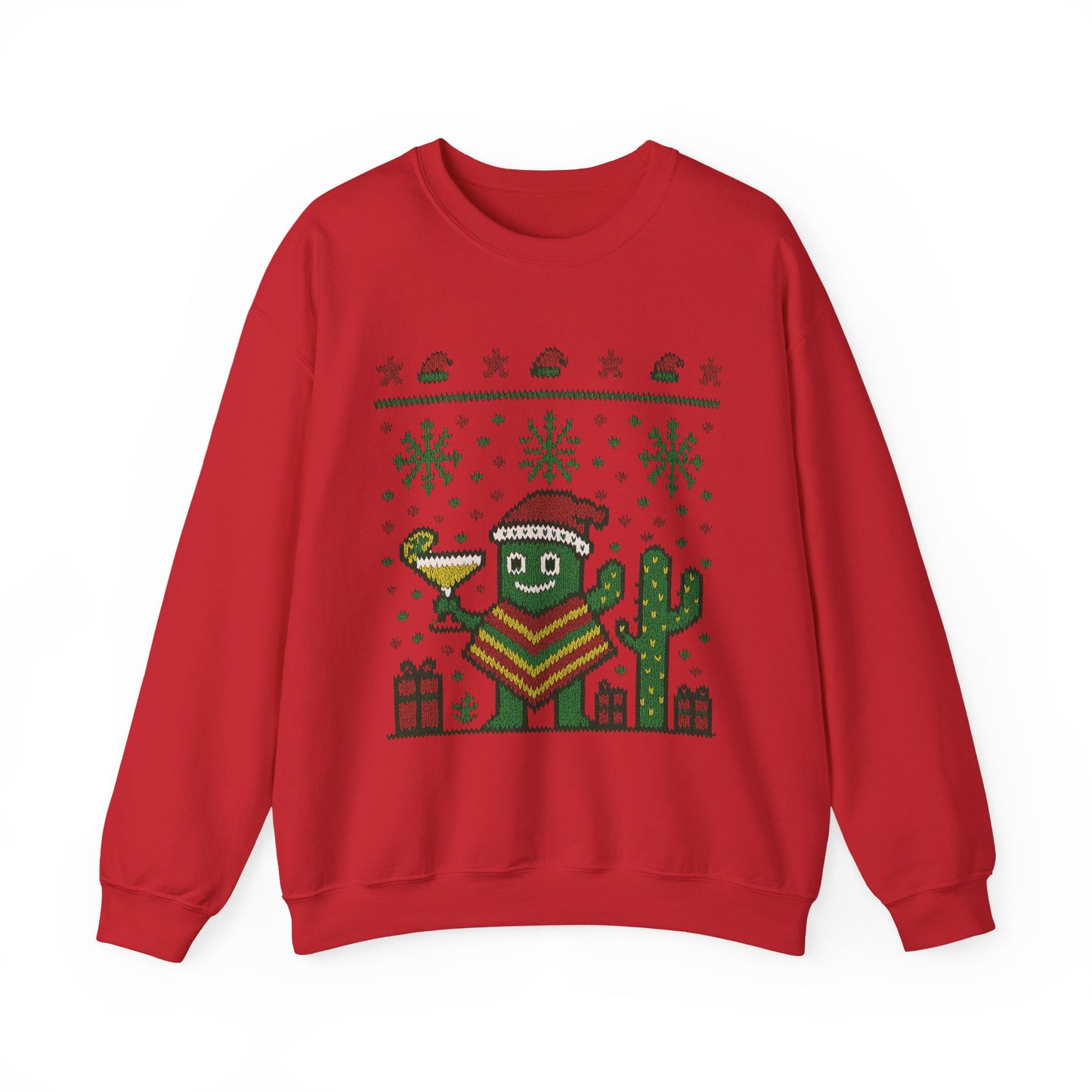 Festive Cactus Christmas Women's Sweatshirt, Funny Santa Hat Holiday Pullover, Women's Heavy Blend™ Crewneck Sweatshirt