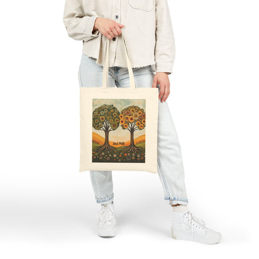 Soul Mate Canvas Tote Bag, Eco-Friendly Shopping Bag, Gift for Friends, Beach Tote, Artwork Design, Reusable Bag