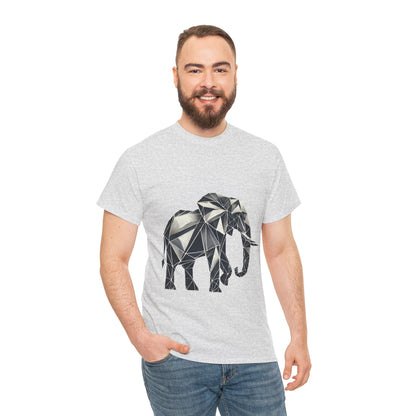 Geometric Elephant Tee - Minimalist Art Shirt, Nature Lover Gift, Animal Print T-Shirt, Unisex Cotton Tee, Eco-Friendly Wear