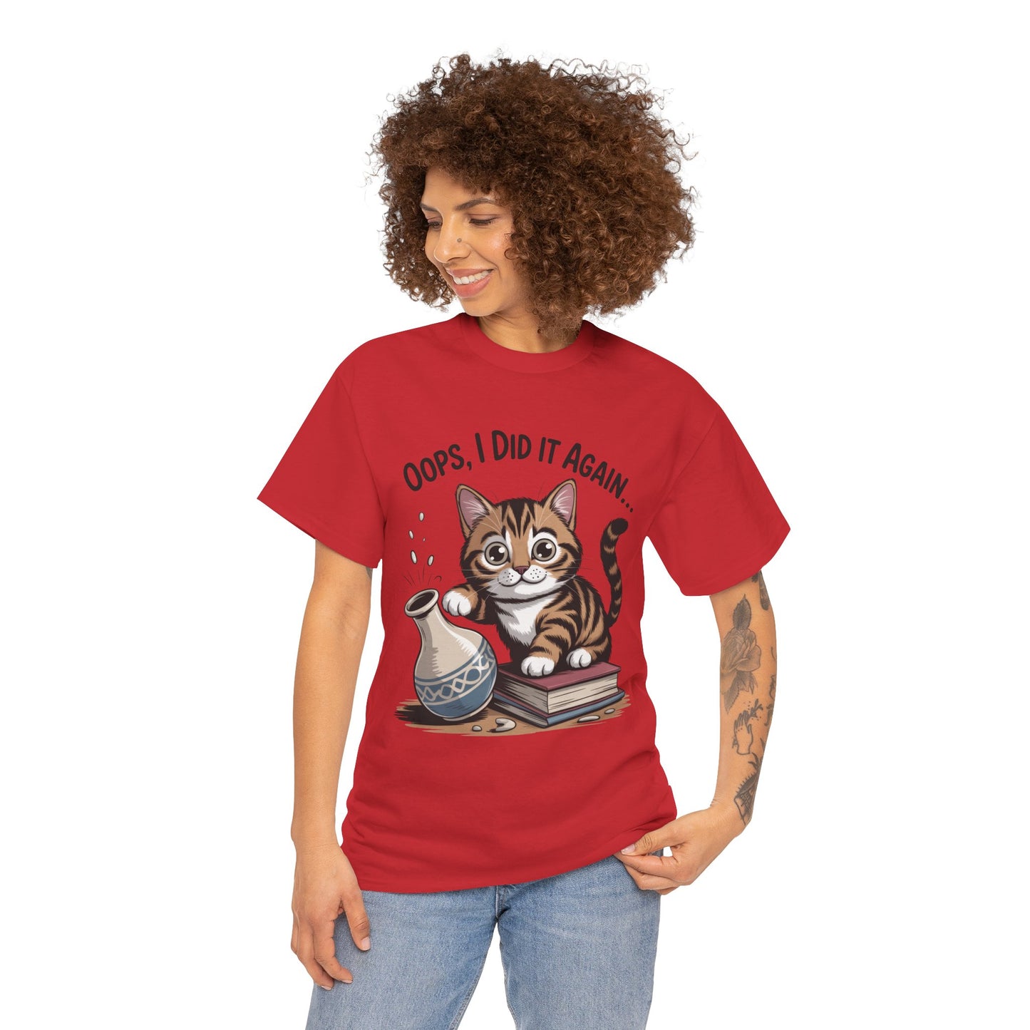Playful Cat Women's Tee, Funny Oops I Did It Again Design, Cat Lover Gift, Casual Wear, Birthday Gift, Pet Lover Tee, Women's Gift