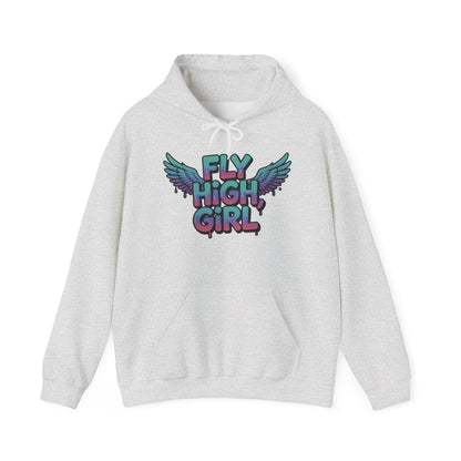 Women's Hoodie Fly High Girl, Angel Wings Graffiti Drip Graphic Pullover, Streetwear Hoodie