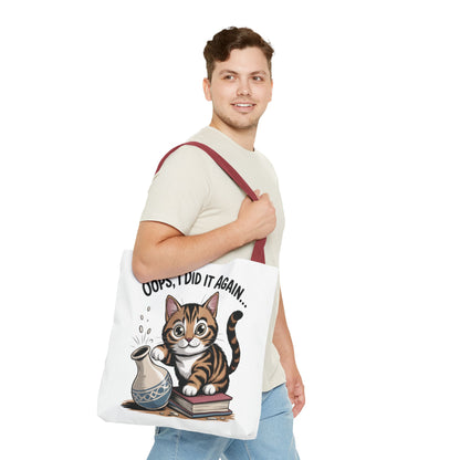 Cat-Themed Tote Bag, "Oops, I Did It Again", Perfect Gift for Cat Lovers, Pet Owners, Birthday, or Everyday Use, Large Tote Bag, beach bag