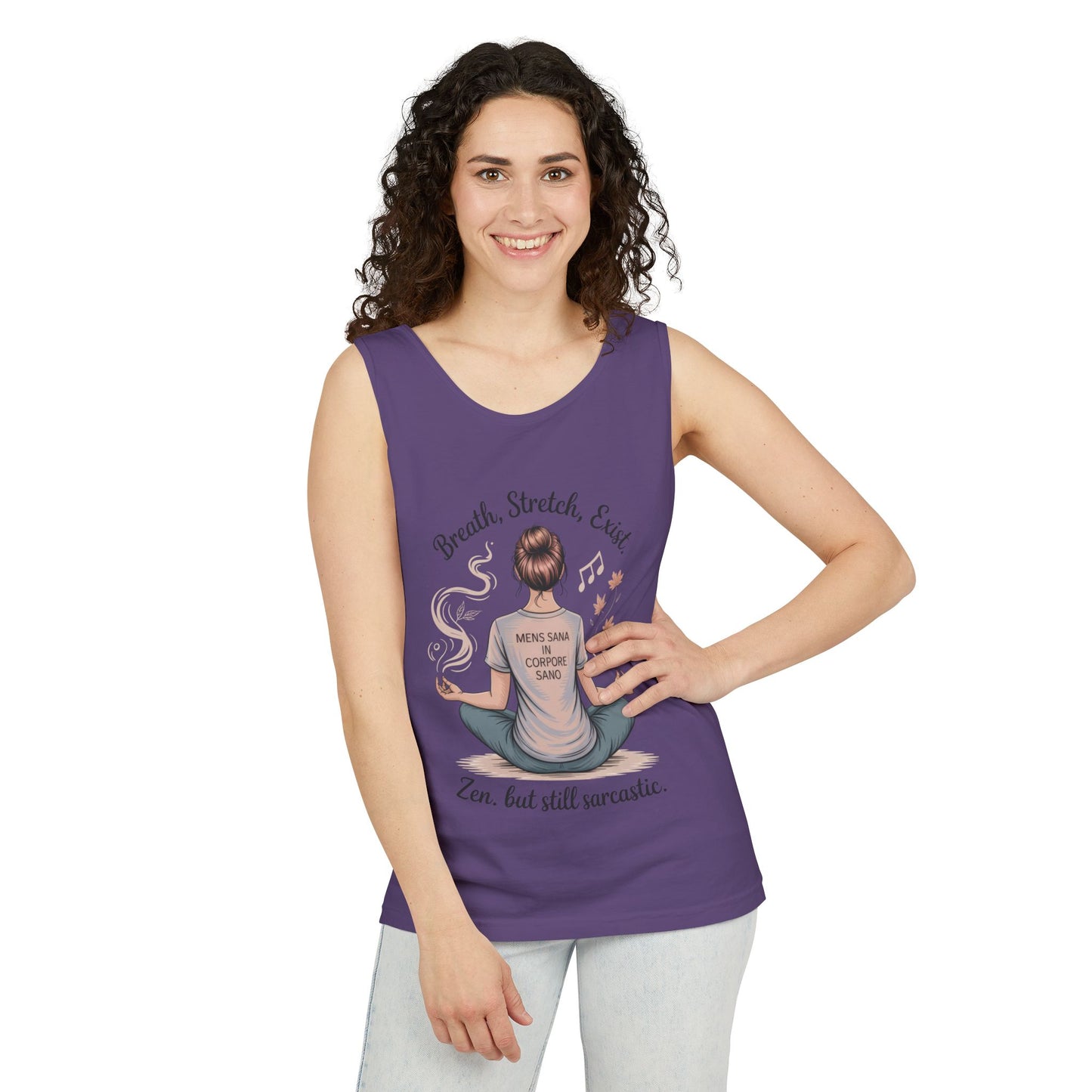 Zen Sarcastic Tank Top, Unisex Meditation Shirt, Breath Stretch Exist Tee, Yoga Apparel, Gift for Mindfulness Lovers