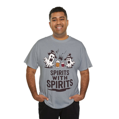 Spirits With Spirits Men's T-Shirt, Funny Ghost Drinking Halloween Party Graphic Tee