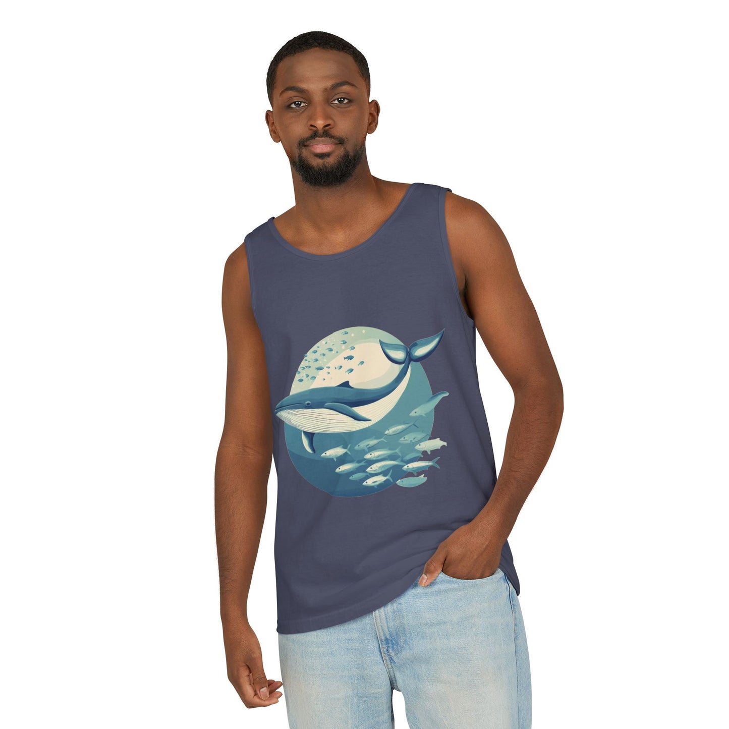 Ocean-Inspired Unisex Tank Top, Whale Design Shirt, Summer Casual Wear, Beach Vibes Gift, Eco-Friendly Fashion
