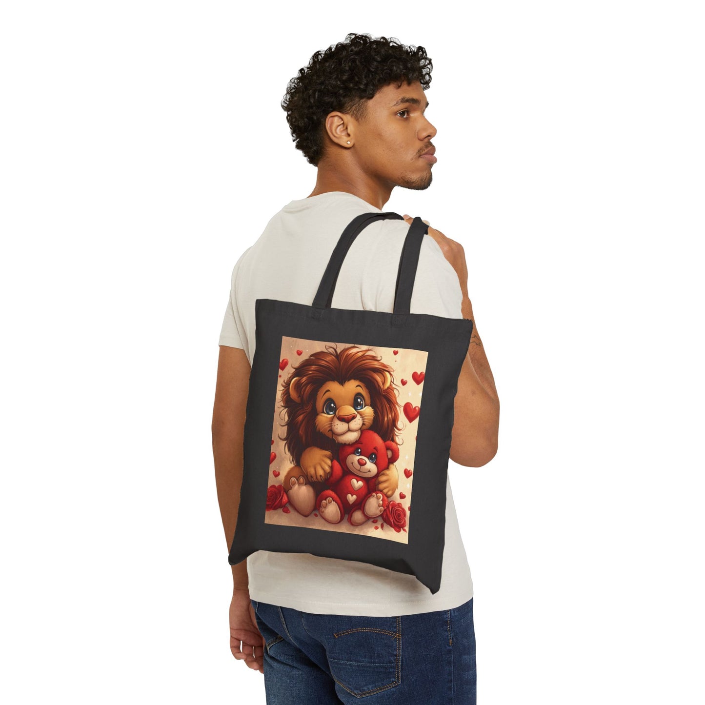 Adorable Lion & Teddy Bear Tote Bag, Cute Gift for Kids, Nursery Decor, Valentine's Day, Eco-Friendly Shopping Bag