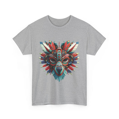 Tribal Wolf Mask T-Shirt, Colorful Native Spirit Animal Tee, Unisex Heavy Cotton Graphic Shirt, Boho Ethnic Festival Top,Gift for Art Lovers