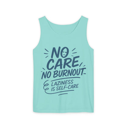 Mens Lazy Life Tank Top, No Care No Burnout Funny Quote, Workout Gym Sleeveless Shirt, Humor Gift for Him, Gift for Mental Health Awareness