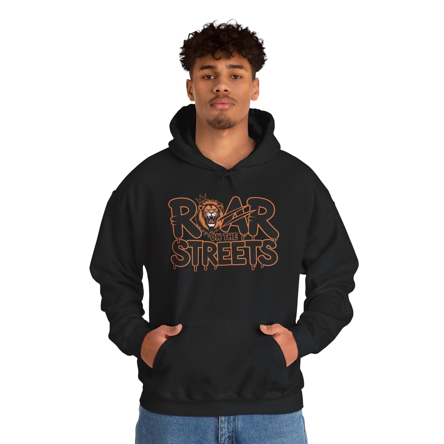 Men's Heavy Blend™ Hooded Sweatshirt, Roar on the Streets Lion Hoodie Mens Bold Streetwear