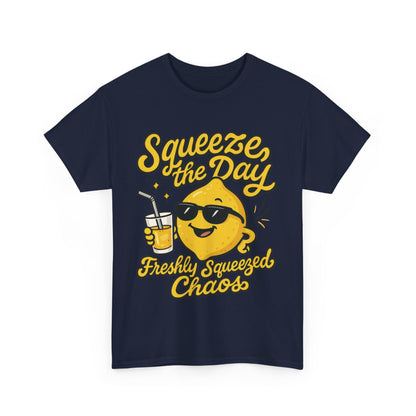 Funny Lemon Shirt for Women - Squeeze The Day Freshly Squeezed Chaos Tee - Cute Positive Citrus Graphic Tee, Fun Summer Tee for Beach Vibes