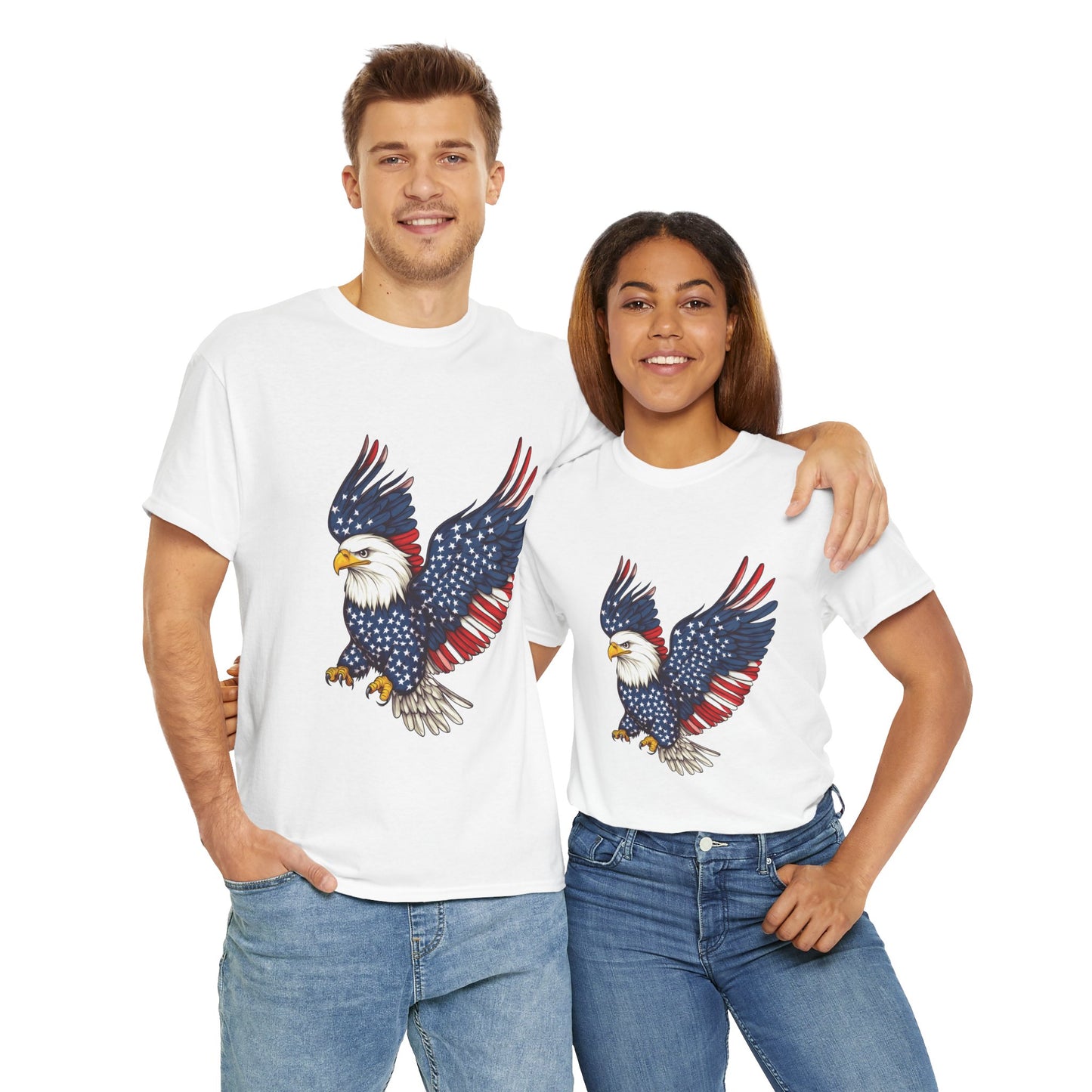 Patriotic Eagle Tee | Unisex Heavy Cotton T-Shirt for Independence Day, Memorial Day, Veterans Day, Gift for Nature Lovers, Casual Wear