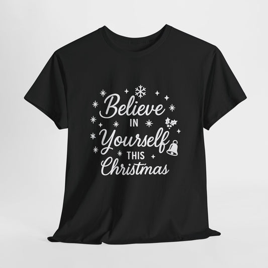 Women's Believe in the Magic Christmas Shirt, Santa Hat Holiday Tee for Women