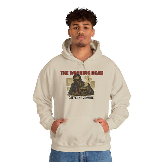The Working Dead Men's Zombie Hoodie, Funny Office Meeting Sweatshirt, Halloween Zombie Top, Coffee Zombie Hoodie, Halloween Work Top