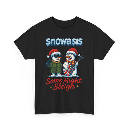 Funny Snowman Band Men's Christmas T-Shirt, Snowasis Some Might Sleigh Tee