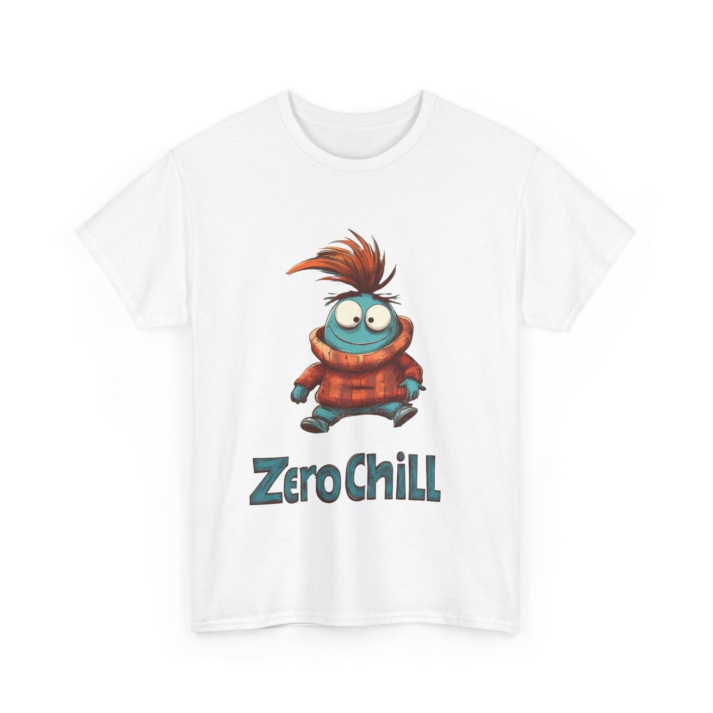 Zero Chill Funny Cartoon Character Tee, Quirky Cute Monster Shirt, Chill Vibes Humor Gift, Fun Cartoon T-Shirt, Chill Vibe Shirt