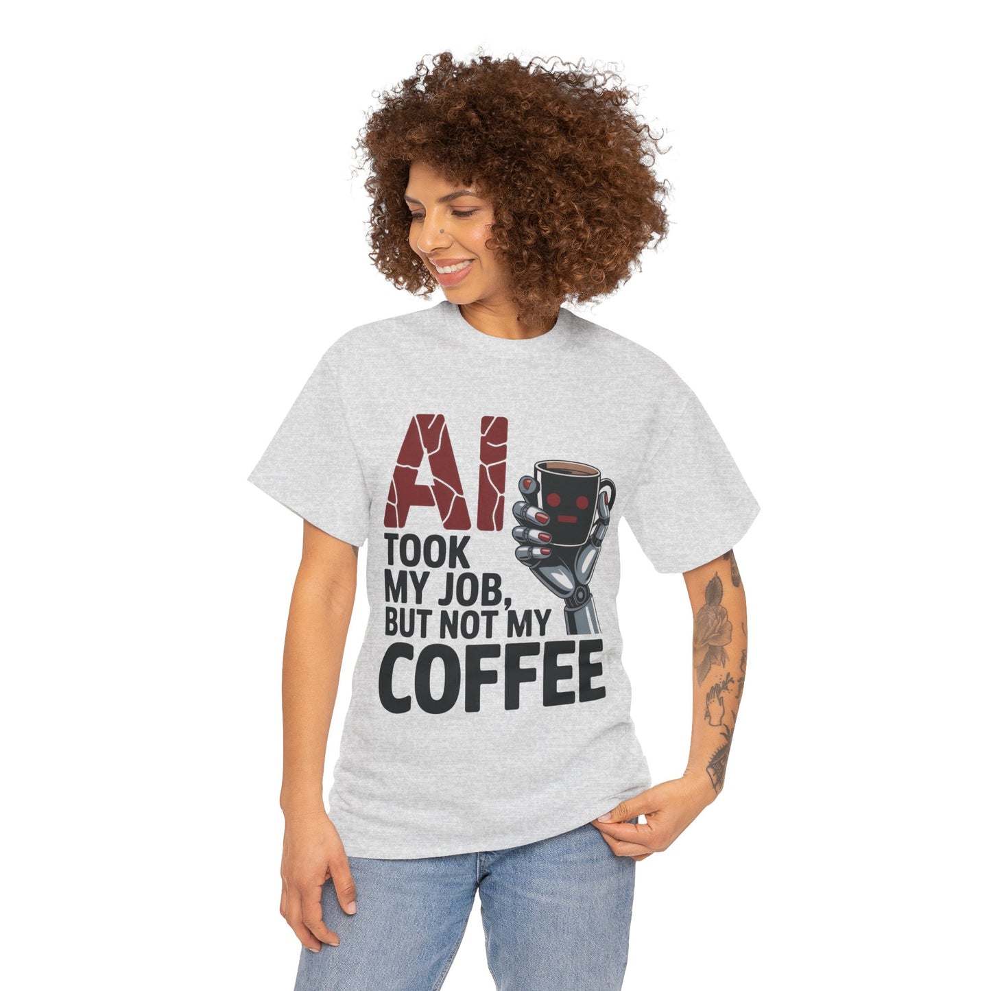 Women's AI Coffee T-Shirt, Funny Robot Job Humor Tee, Geek Sarcastic Gift for Her, Sarcastic Work Shirt, Career Humor