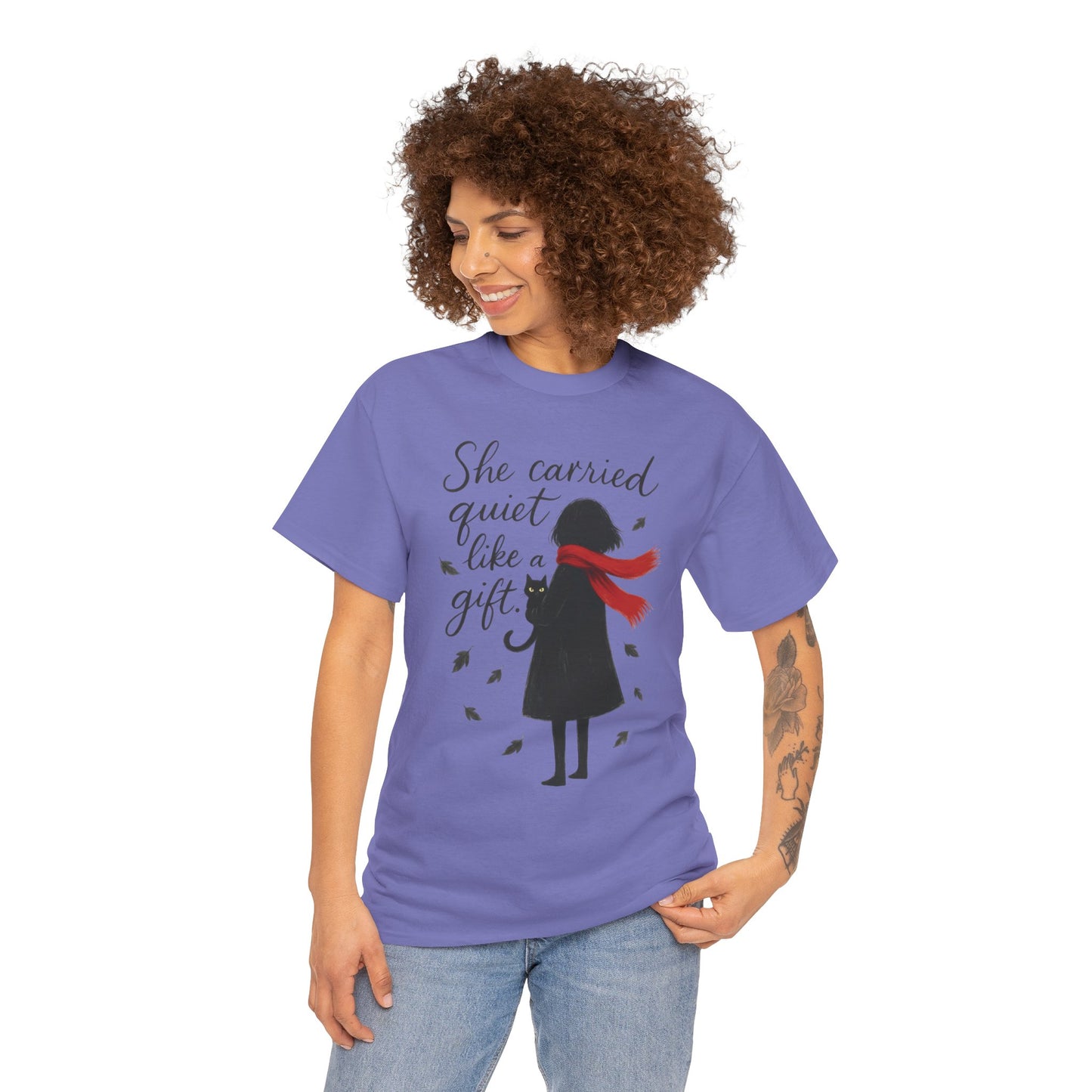 Cat Lover Womens T-Shirt, Whimsical Hand-Drawn Illustration Tee, Artistic Minimalist Gift for and Introverts, Cute Animal Apparel