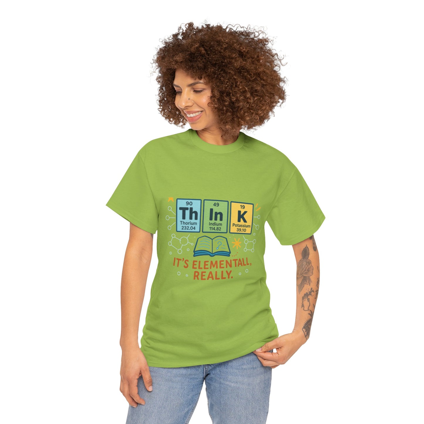 Smart Womens Science T-Shirt, THINK Periodic Table Tee, Funny Elemental Nerd Gift for Her, Graphic Tee for Science Lovers