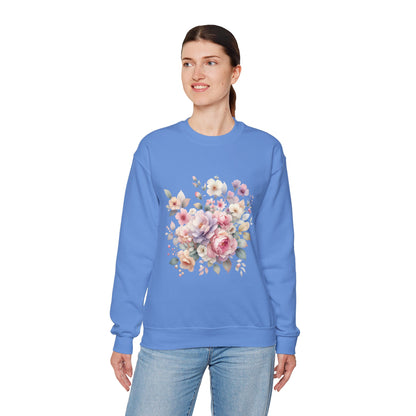 Floral Crewneck Sweatshirt, Cozy Floral Sweatshirt for Spring, Gift for Her, Women's Floral Top, Pastel Floral Sweatshirt