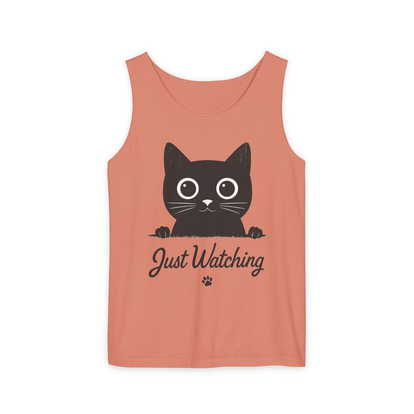 Just Watching Cat Womens Tank Top - Cute Black Kitty Sleeveless Shirt - Funny Summer Cat Lover Gift, Summer Beach Wear, Pet Themed Apparel