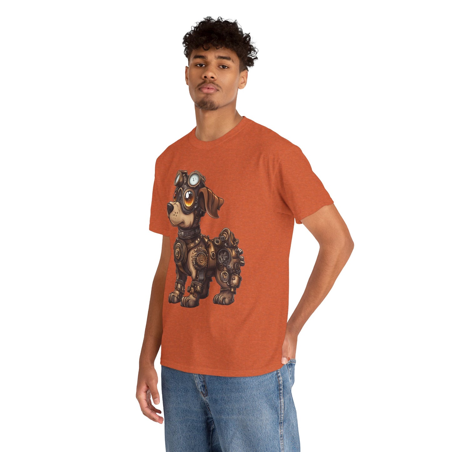 Cyberpunk Pup Design Mens Tee, Steampunk Dog Tee, Dog Lover Gift, Vintage Style, Fun Graphic Tee, Quirky Pet Apparel