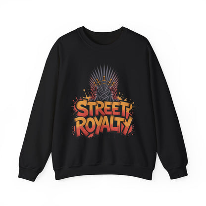 Street Royalty Men's Crewneck Sweatshirt, Graffiti Crown Graphic Pullover, Urban Streetwear Top for Men