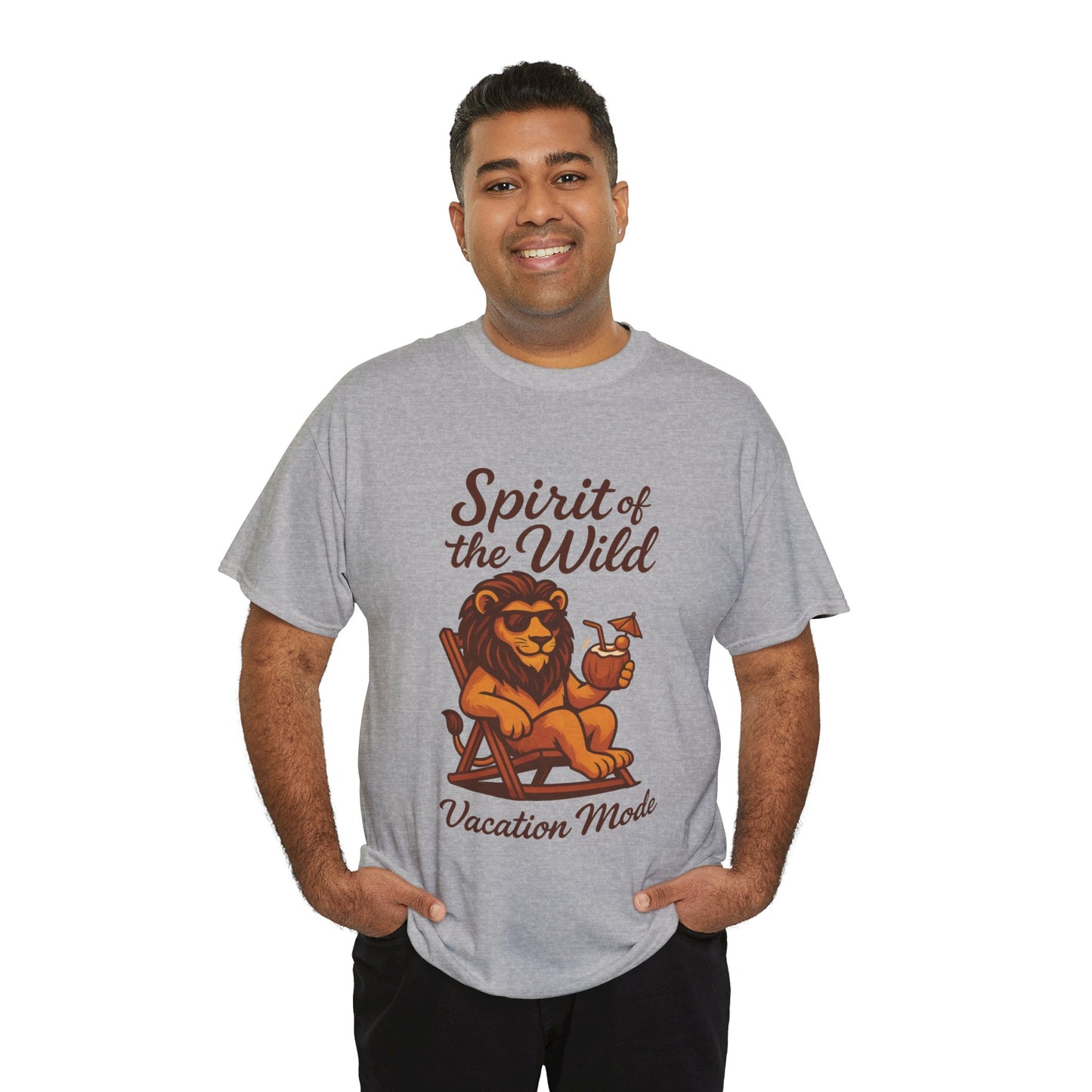 Spirit of the Wild Lion Shirt for Men - Vacation Mode Funny Summer Tee - Relaxed Jungle King Graphic, Vacation Mode, Perfect for Vacations
