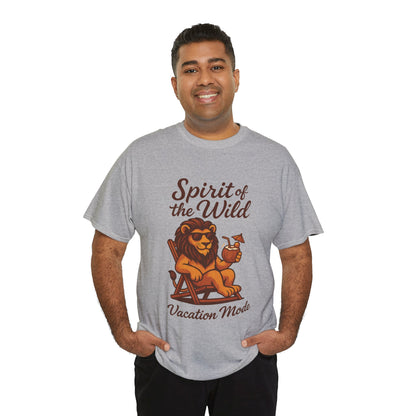 Spirit of the Wild Lion Shirt for Men - Vacation Mode Funny Summer Tee - Relaxed Jungle King Graphic, Vacation Mode, Perfect for Vacations
