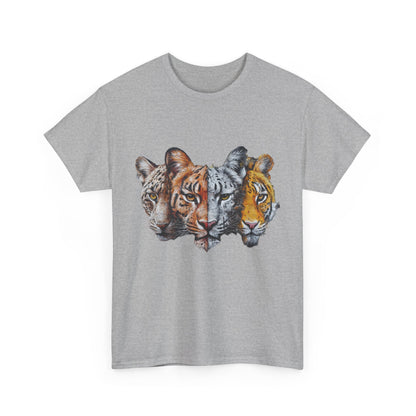 Wildlife Fusion Unisex Heavy Cotton Tee - Nature Lover's Apparel, Tiger Graphic Shirt, Animal Enthusiast Gift, Eco-Friendly Fashion