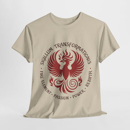 Phoenix Fire Element T-Shirt, Sigillum Transformationis Seal, Passion Power Rebirth Totem, Phoenix Symbol Unisex Tee, Spiritual Tee