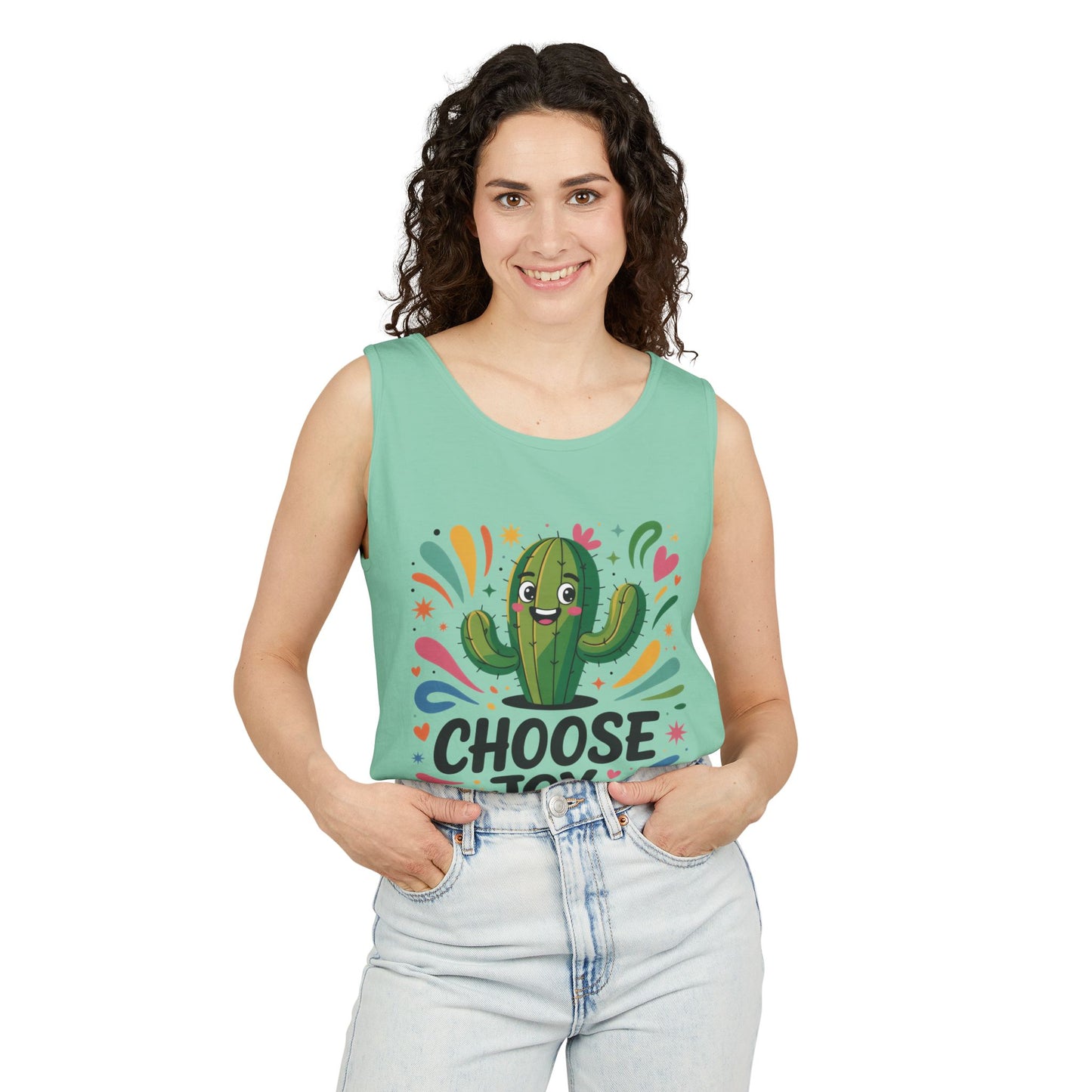 Joyful Cactus Womens Tank Top, Choose Joy Always, Summer Tank, Casual Wear, Gift for Friends, Trendy Top, Vacation Outfit