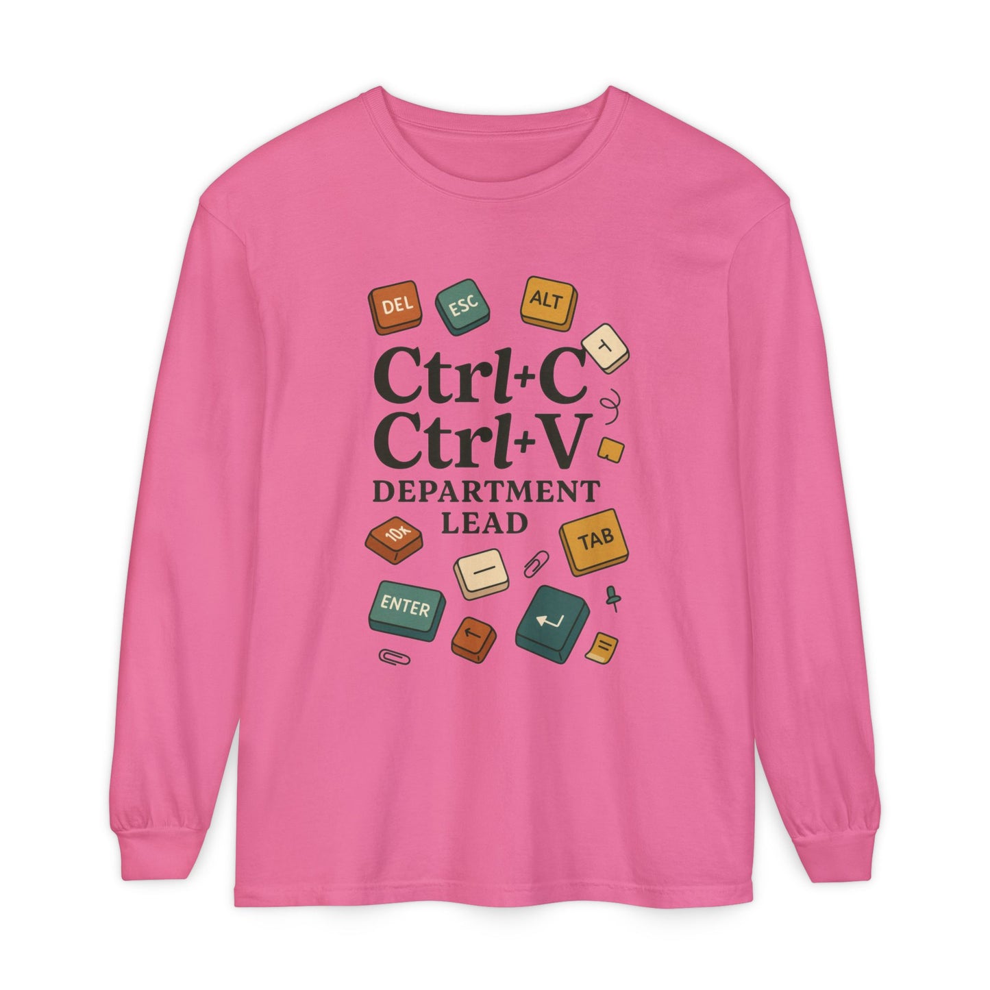 Graphic Long Sleeve Tee, Ctrl+C Ctrl+V Department Lead, Funny Office Humor Shirt, Programmer Gift, Tech Nerd Tee, IT Department Apparel
