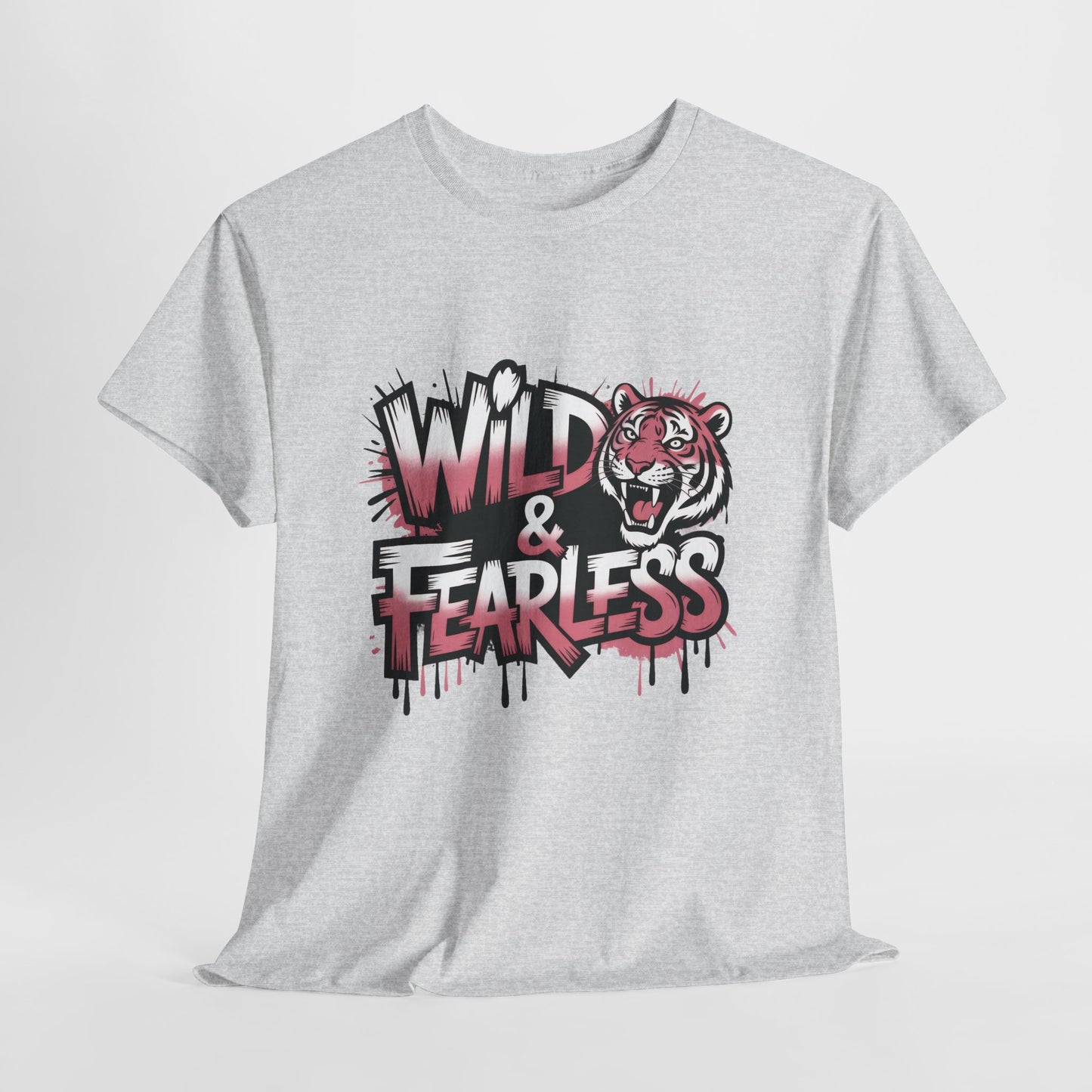 Womens Wild & Fearless T-Shirt, Tiger Graphic Graffiti Tee, Bold Urban Streetwear Top