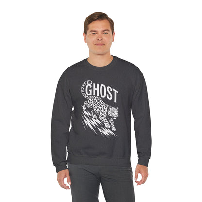 Ghost Leopard Crewneck Sweatshirt, Unisex Fashion, Cozy Casual Wear, Graphic Sweatshirt, Wild Animal Art, Gift for Animal Lovers