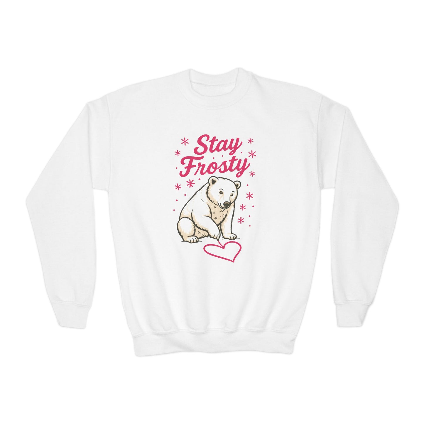 Youth Crewneck Sweatshirt, Kids Stay Frosty Polar Bear Sweatshirt, Cute Winter Animal Pullover for Children
