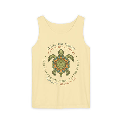 Earth Totem Turtle Womens Tank, Sigillum Terrae Symbol, Elemental Growth Tee, Nature-Inspired Tank Top with Protective Symbol, , Beachwear