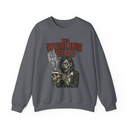 The Working Dead Women's Zombie Sweatshirt, Halloween Zombie Top, Work Humor Sweatshirt, Women's Heavy Blend™ Crewneck Sweatshirt