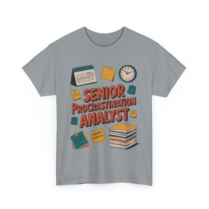 Senior Procrastination Analyst Tee, Funny Office Shirt, Gift for Graduates, Motivation T-Shirt, Humor Apparel, Job Humor Clothing