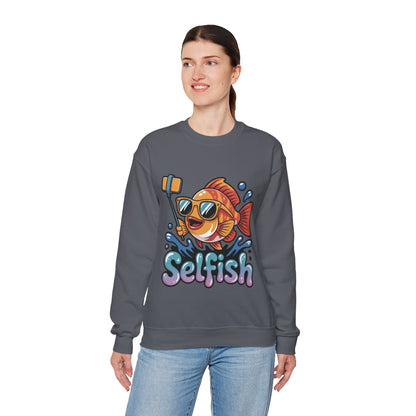 Selfish Womens Sweatshirt, Funny Selfie Pullover, Cute Ocean Pun Sweater, Playful Sea Life Gift, Fun Gift for Fish Lovers, Fishing Apparel