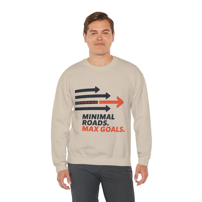Mens Heavy Blend™ Crewneck Sweatshirt, Minimal Roads Max Goals Motivational Mens Sweatshirt