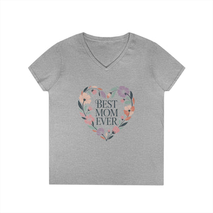 Best Mom Ever Floral V-Neck T-Shirt, Gift for Mom, Mother's Day Shirt, Floral Tee, Mothers Day Gift Shirt