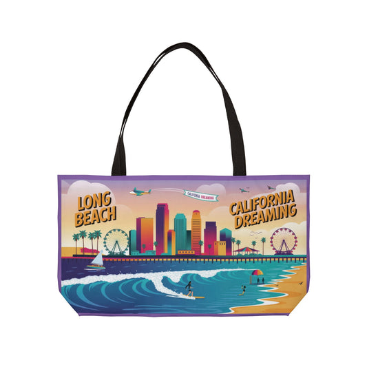 California Dreaming Weekender Tote Bag | Stylish Beach Bag for Travel, Shopping, Gym, Picnics, Gifts | Long Beach Vibes